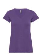 Cupoppy V-Neck T-Shirt Tops T-shirts & Tops Short-sleeved Purple Cultu...