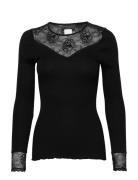 Rosemunde Silk T-Shirt Regular Ls W/Lace Svart