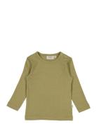 T-Shirt Nor Ls Tops T-shirts Long-sleeved T-shirts Green Wheat