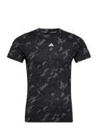 Tf Aop Tee Sport T-shirts Short-sleeved Black Adidas Performance