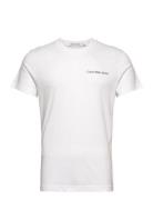 Chest Institutional Slim Ss Tee Tops T-shirts Short-sleeved White Calv...