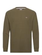 Tjm Clsc Waffle Ls Tee Tops T-shirts Long-sleeved Khaki Green Tommy Je...