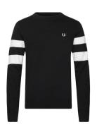 Tipped Sleeve Jumper Tops Knitwear Round Necks Black Fred Perry