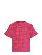 Pkkarolina Ss Terry Flounce Top Tops T-shirts Short-sleeved Pink Piece...