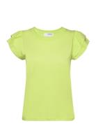 Selected Femme Slfcamila Ss Ruffle Tee Grön