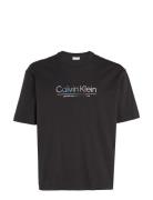 Glitch Logo Modern Comfort Tee Tops T-shirts Short-sleeved Black Calvi...