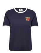 Double A By Wood Wood Fia Stacked Logo T-Shirt Marinblå