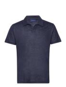 Linen Solid Ss Polo Tops Polos Short-sleeved Navy GANT