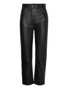 D2. Hw Cropped Leather Pant Bottoms Trousers Leather Leggings-Byxor Bl...