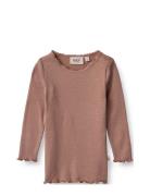 Rib T-Shirt Reese Tops T-shirts Long-sleeved T-shirts Pink Wheat