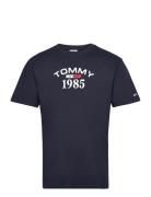 Tjm Clsc 1985 Rwb Curved Tee Tops T-shirts Short-sleeved Navy Tommy Je...