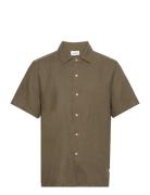 Sunny Linen Shirt Designers Shirts Short-sleeved Khaki Green Woodbird