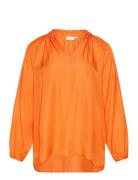 Carkalana L/S V-Neck Blouse Wvn Tops Blouses Long-sleeved Orange ONLY ...