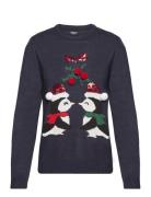 Onlxmas Kiss Ls Ck Knt Tops Knitwear Jumpers Blue ONLY