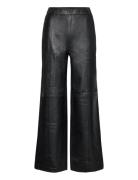 Slffianna Hw Wide Leather Pant Bottoms Trousers Leather Leggings-Byxor...