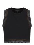 Crochet Lila Top Tops T-shirts & Tops Sleeveless Black AllSaints