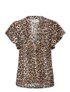 Isabel Top Tops Blouses Short-sleeved Brown Lollys Laundry