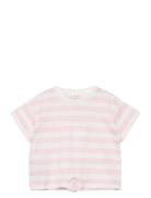 Knot Striped T-Shirt Tops T-shirts Short-sleeved Pink Mango