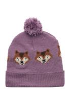 Knitted Beanie Jaquard Animal Accessories Headwear Hats Beanie Purple ...