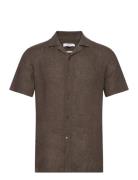 Rufus Designers Shirts Short-sleeved Brown Reiss