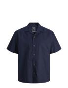 Jjesummer Resort Linen Shirt Ss Sn Tops Shirts Short-sleeved Navy Jack...