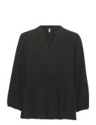Cubetty Vn Blouse Tops Blouses Long-sleeved Black Culture