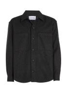 Wool Blend Overshirt Tops Overshirts Black Calvin Klein