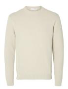 Selected Homme Slhdane Ls Knit Structure Crew Neck Noos Kräm