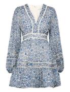 Ariella Printed Ruffled Mini Dress Designers Short Dress Blue Malina