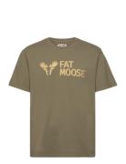 Fm Logo Organic Tee Tops T-shirts Short-sleeved Khaki Green Fat Moose