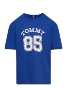 Mesh Varsity Tee S/S Tops T-shirts Short-sleeved Blue Tommy Hilfiger