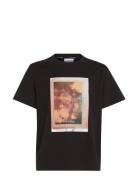 Photo Print T-Shirt Tops T-shirts Short-sleeved Black Calvin Klein