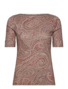 Paisley Stretch Cotton Boatneck Tee Tops T-shirts & Tops Short-sleeved...