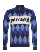 Percival Harlequinn Zip Pullover Blå