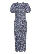 ROTATE Birger Christensen Coated Jersey Puffy Dress Blå