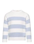 Striped Cotton-Blend Sweater Tops Knitwear Pullovers Blue Mango