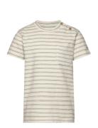 T-Shirt Ss Stripes Tops T-shirts Short-sleeved Beige En Fant