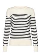 GANT Fine Knit Striped C-Neck Vit