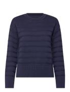 Tonal Striped Cotton C-Neck Tops Knitwear Jumpers Navy GANT