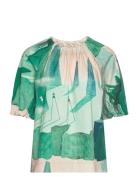 Pouch Shirt, Shine Tops Blouses Short-sleeved Green Papu