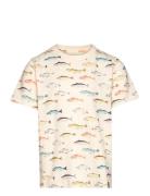 T-Shirt Ss Aop Tops T-shirts Short-sleeved Cream Minymo