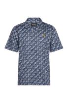 Floral Print Resort Shirt Tops Shirts Short-sleeved Navy Lyle & Scott