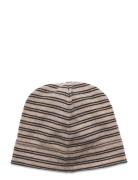 Beanie Striped Wool Rib Accessories Headwear Hats Beanie Beige Hutteli...