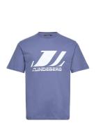 Parcy Logo Tee Designers T-shirts Short-sleeved Blue J. Lindeberg