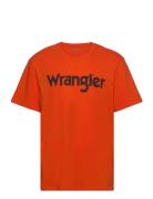 Logo Tee Tops T-shirts Short-sleeved Orange Wrangler