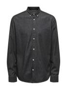 Onsday Reg Btn Down Chambray Ls Shirt Tops Shirts Casual Black ONLY & ...