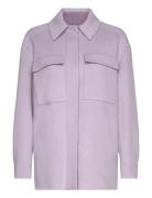 Double Faced Wool Shacket Tops Overshirts Purple Calvin Klein
