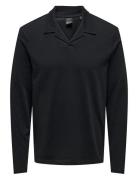 ONLY & SONS Onsbrody Reg Split Neck Ls Polo Svart