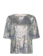 Chantel Blouse Designers T-shirts & Tops Short-sleeved Blue Andiata