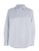 Relaxed Cotton Shirt Tops Shirts Long-sleeved Blue Calvin Klein
